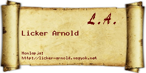 Licker Arnold névjegykártya